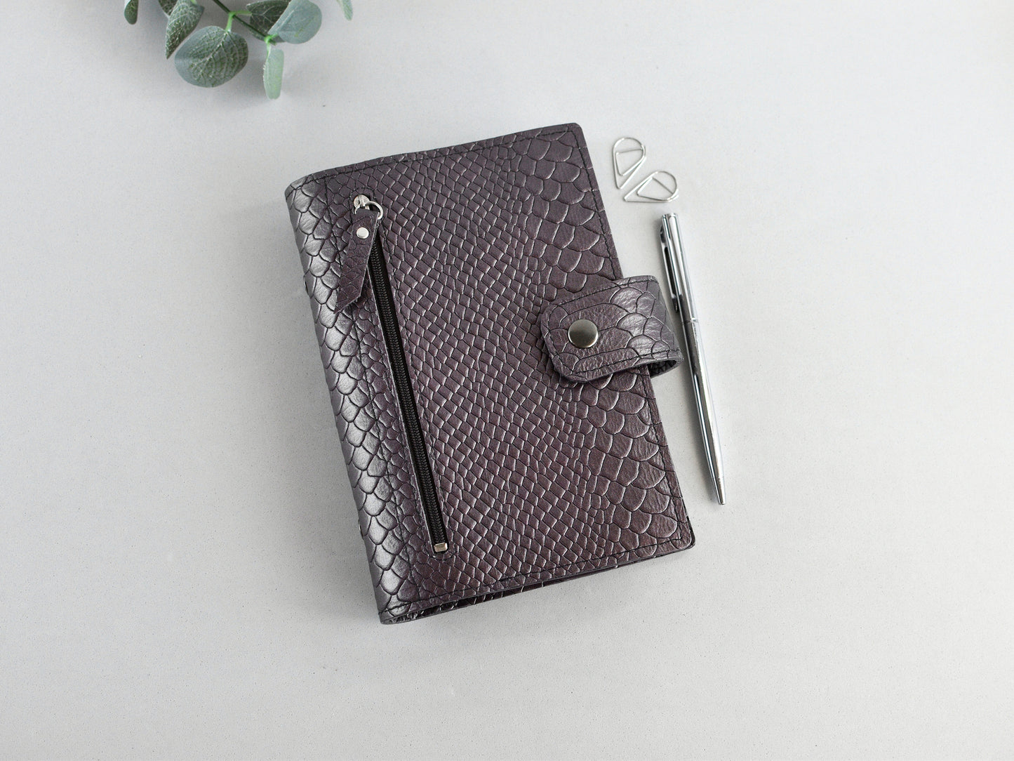 Genuine leather 6 ring planner cover personal size