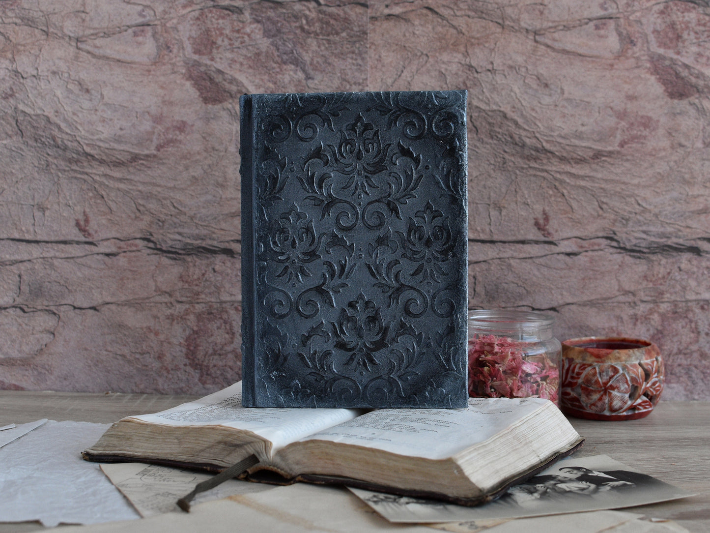 Vintage-styled Journal Notebook: Black Grimoire, The Witch's Diary (A6 size)