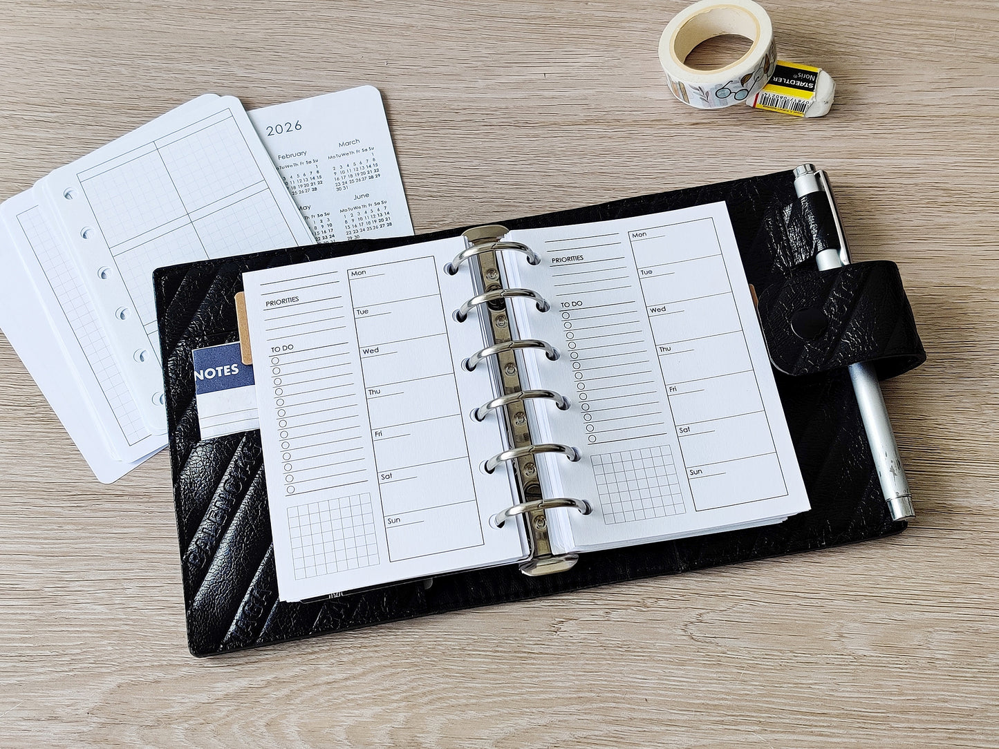 Printable Weekly Pages WO1P (Pocket Size) - Digital Inserts R-411
