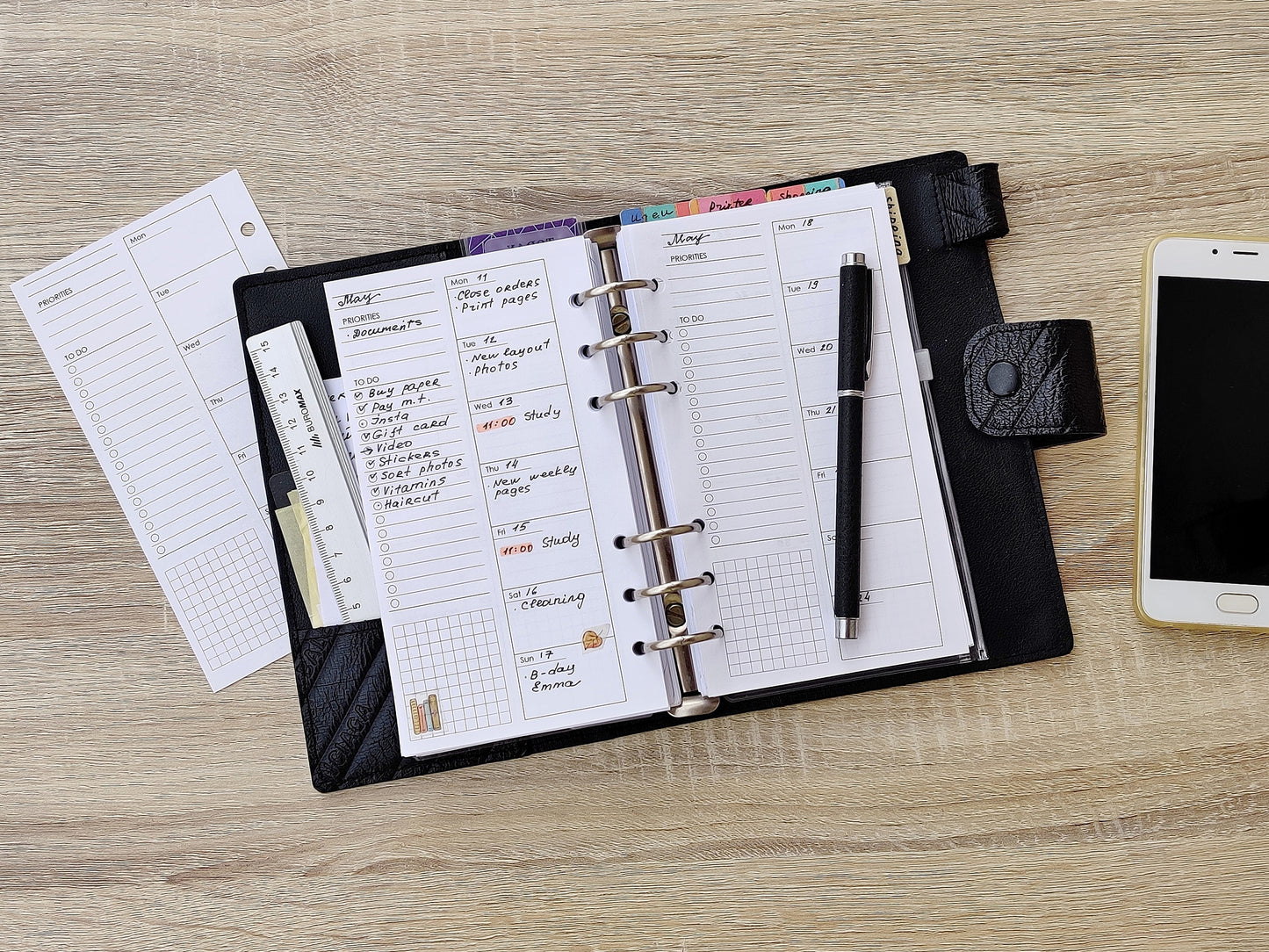Printable Weekly Pages Monday or Sunday Start (Personal size) - Digital Inserts R-412