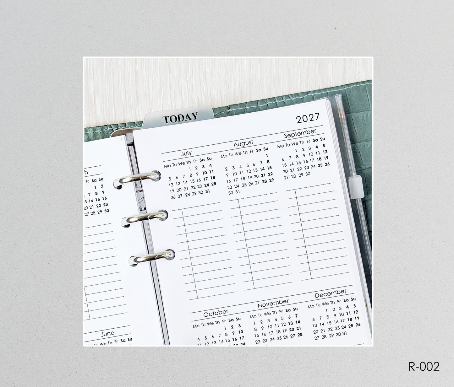 Printable Calendar 2027 Future Log (Personal size) - Digital Inserts R-002