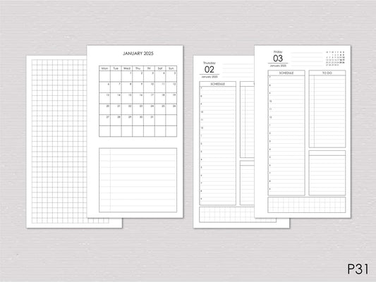 Daily & Monthly Planner Inserts - Refill for Filofax (Personal size)