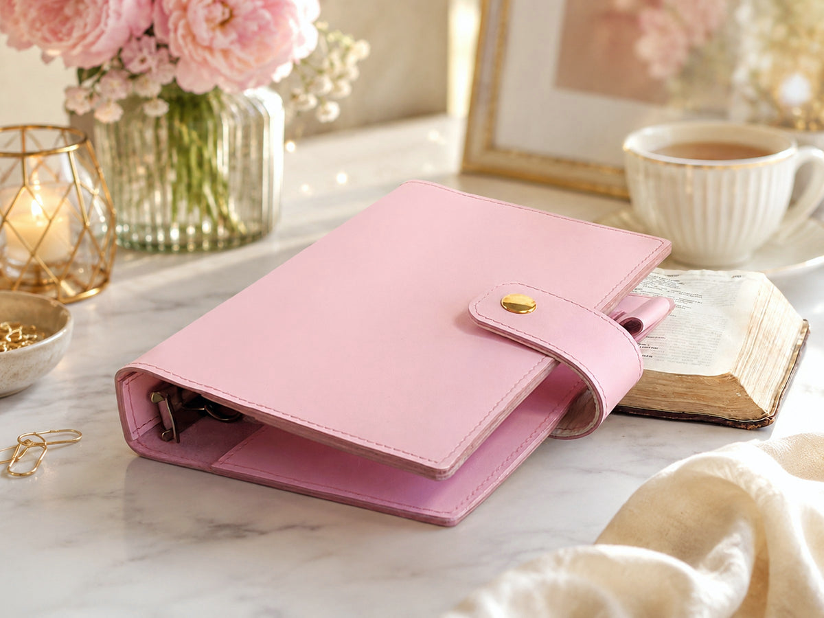 Leather 6-Ring Binder Organizer 25mm rings (Personal size )