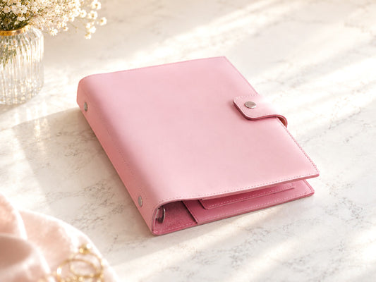 Leather Planner Binder - Ring Organizer Cover (A5 size)