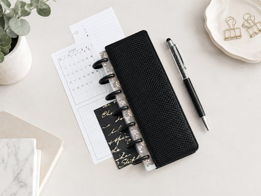 Discbound Planner Notebook - Faux Leather Cover (HP Skinny Mini size)