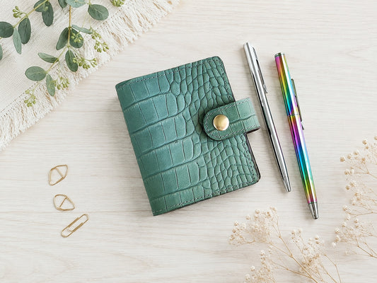 Croc Leather Mini 3-Ring Notebook (A9 Size)