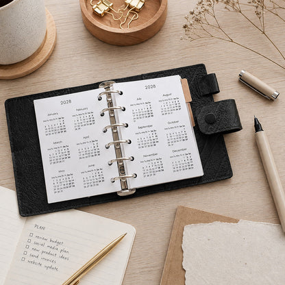 Printable Calendar 2027 2028 (Pocket Size) - Digital Inserts R-001