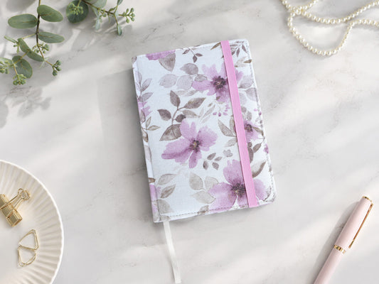Dot Grid Bullet Journals - Numbered Pages, Pink Flowers (A5 size)