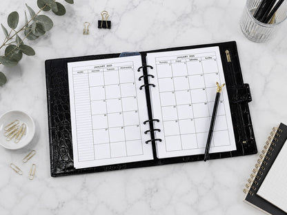 Monthly Planner Inserts - Ring Binder Refill (A5 Size) / A5-01m