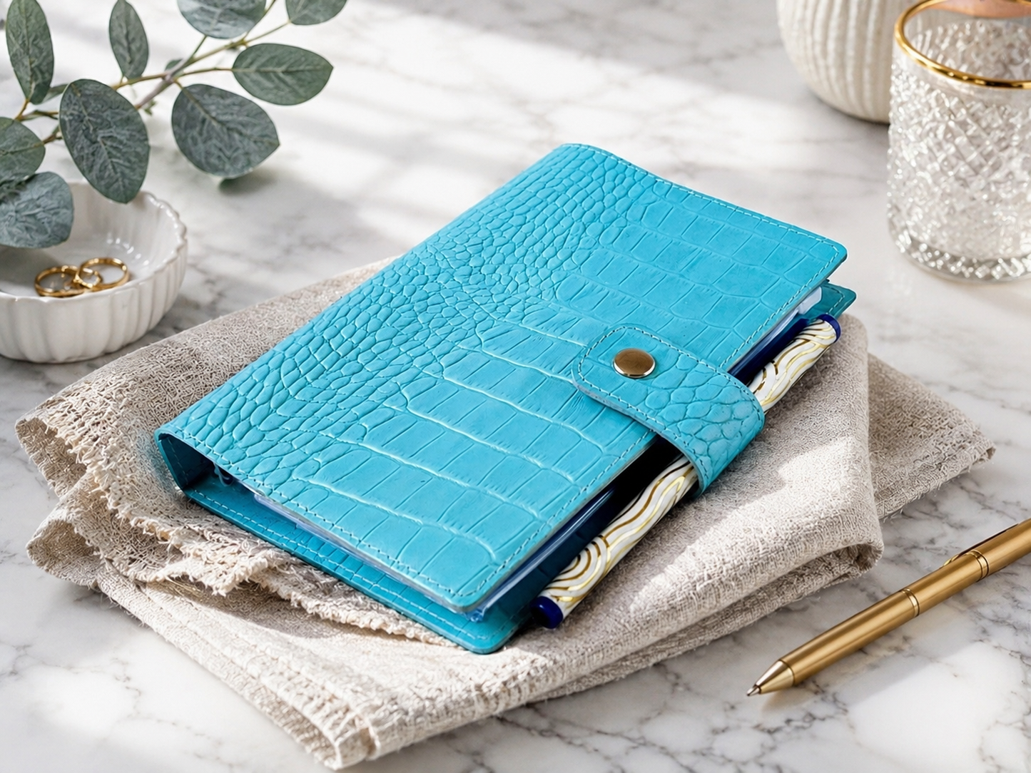 Leather Ring Planner - 6-ring Binder With Inserts (Personal size)