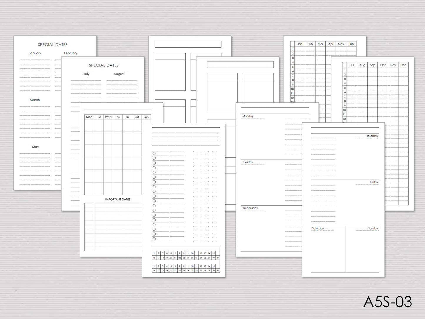 Croc Leather Planner: 6-Ring Binder Organizer With Inserts (A5 Narrow Size)