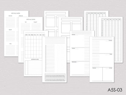 Croc Leather Planner: 6-Ring Binder Organizer With Inserts (A5 Narrow Size)