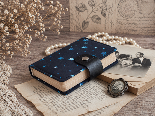 Small Vintage-Styled Fabric Notebook - Stars Journal (A7 size)