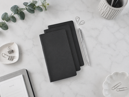 Travel Journal Inserts -  Black Paper Refill (Personal size)