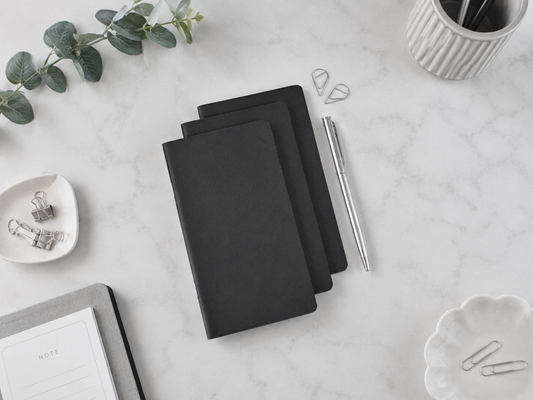 Travel Journal Inserts -  Black Paper Refill (Personal size)