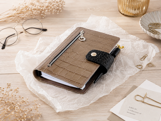Leather Notebook Binder - 6-ring Organizer (Personal size)