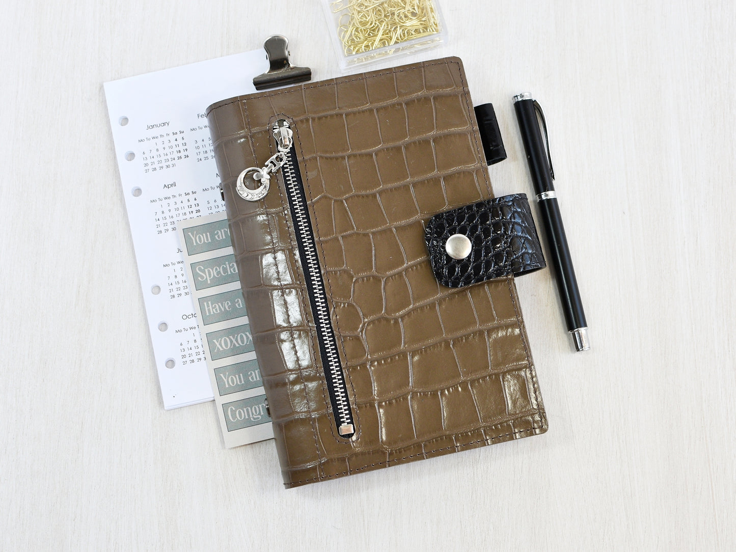 Leather Notebook Binder - 6-ring Organizer (Personal size)