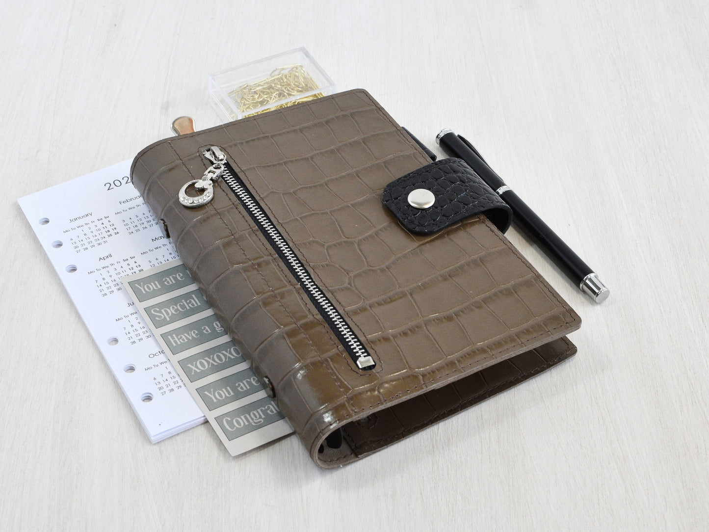 Leather Notebook Binder - 6-ring Organizer (Personal size)