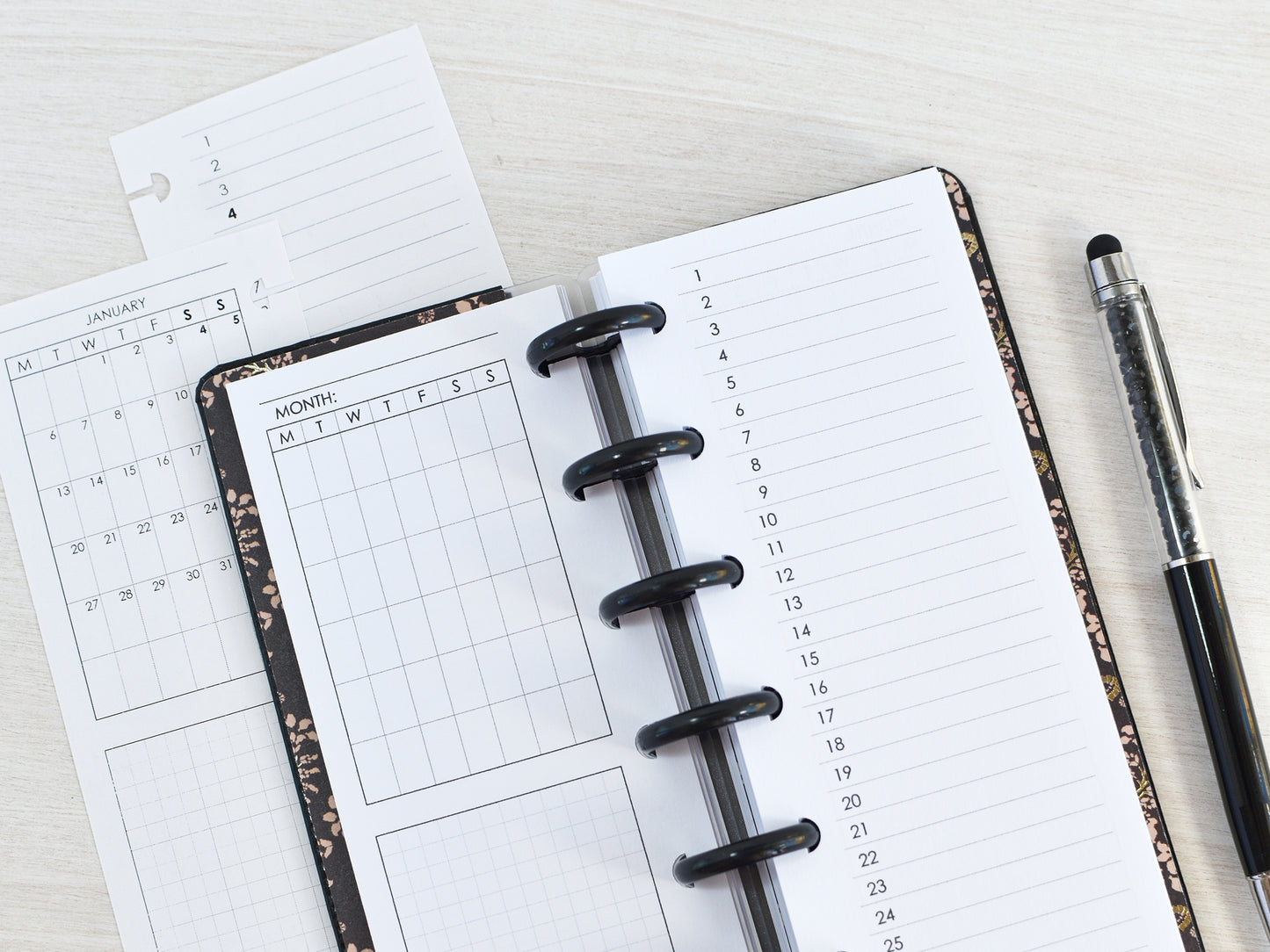 Discbound Planner Notebook - Faux Leather Cover (HP Skinny Mini size)