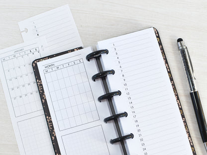 Discbound Planner Notebook - Faux Leather Cover (HP Skinny Mini size)