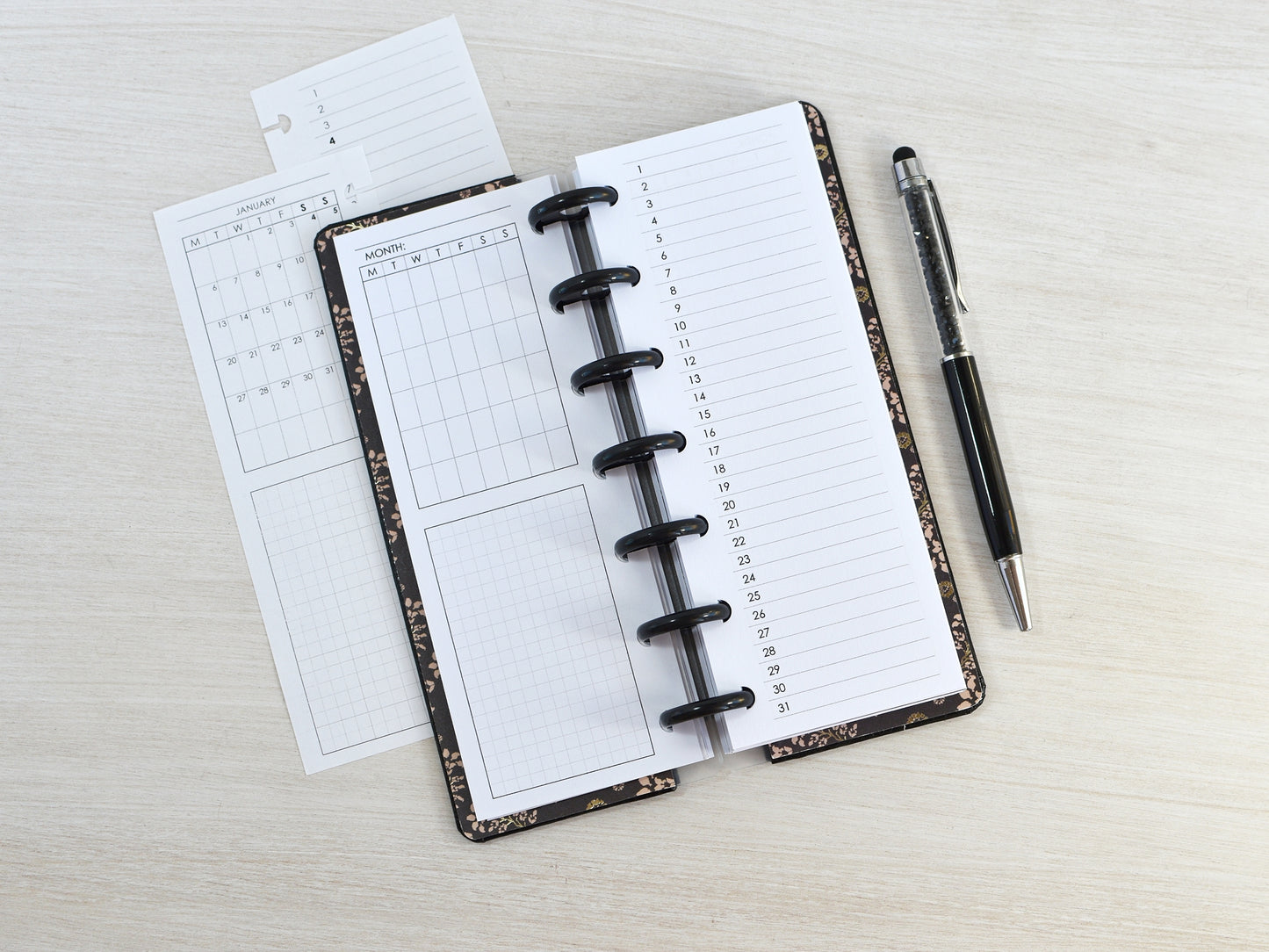 Discbound Planner Notebook - Faux Leather Cover (HP Skinny Mini size)