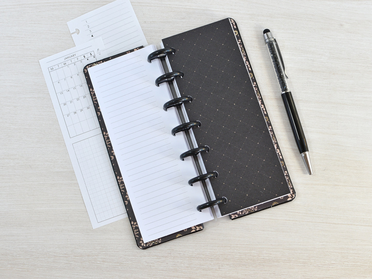 Discbound Planner Notebook - Faux Leather Cover (HP Skinny Mini size)