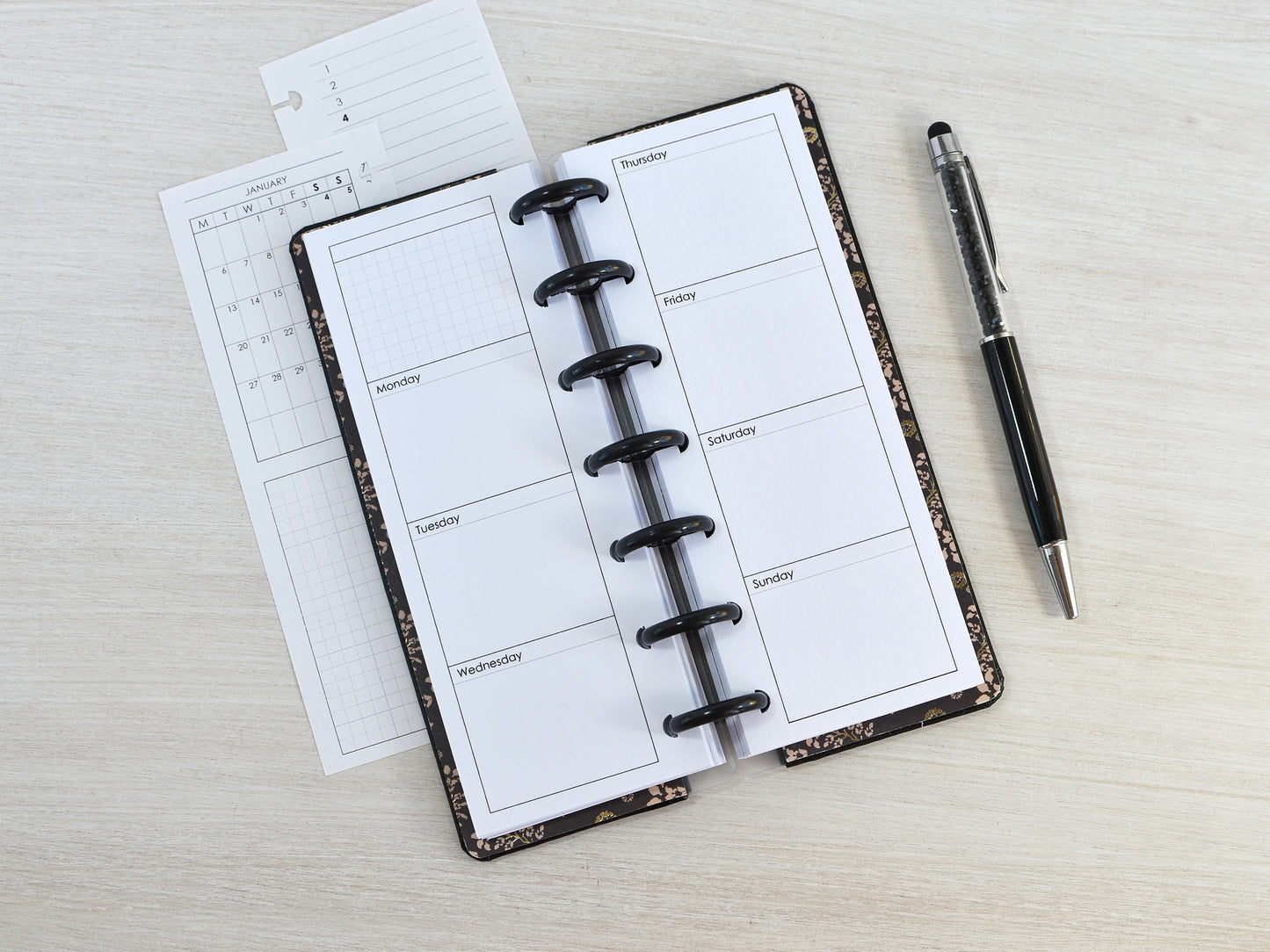 Discbound Planner Notebook - Faux Leather Cover (HP Skinny Mini size)