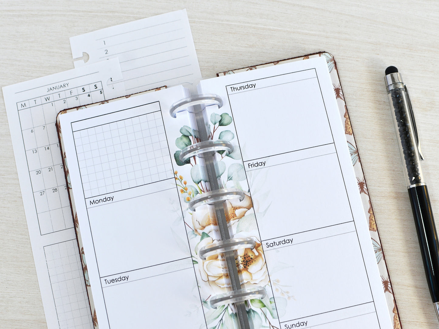 Disc-Bound Planner Notebook - Faux Leather Cover (HP Skinny Mini Size )