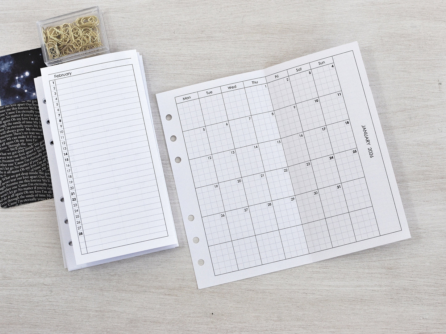Monthly Fold Out Inserts for Ring Planner (Personal Size) / P20