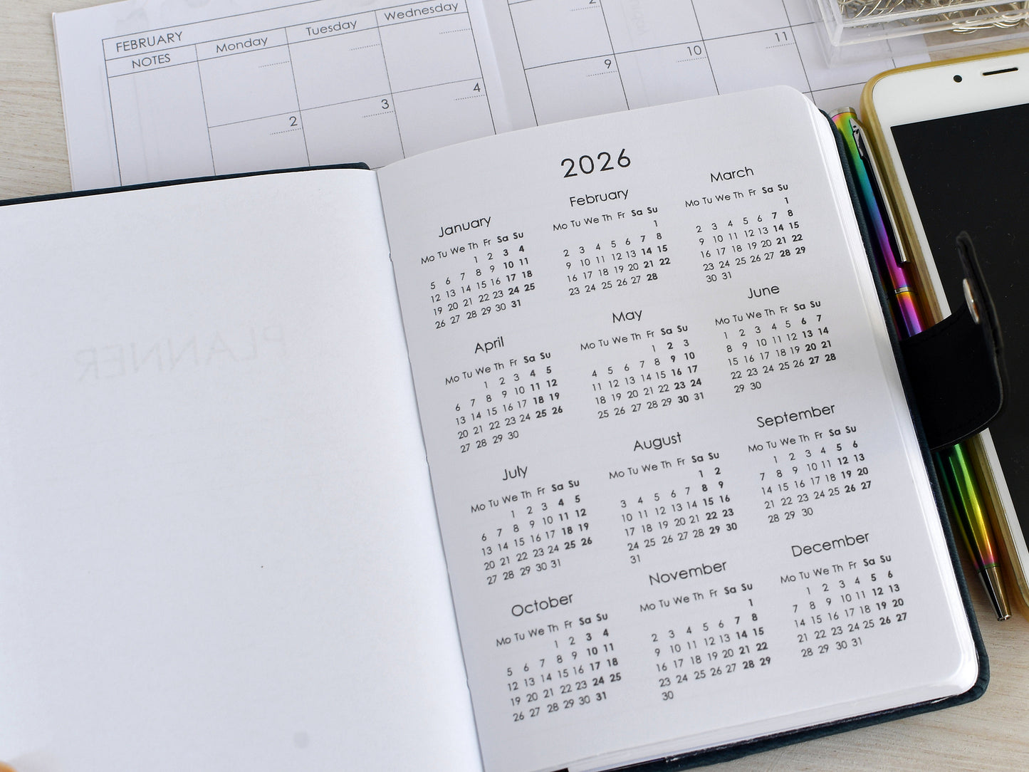 Hardcover Planner: Faux Leather Agenda, Weekly & Monthly