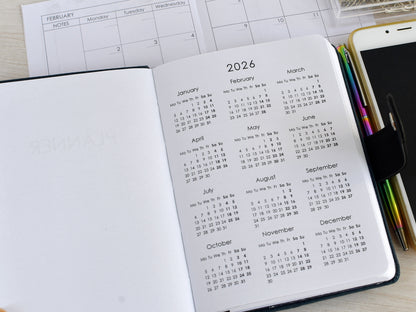 Hardcover Planner: Faux Leather Agenda, Weekly & Monthly