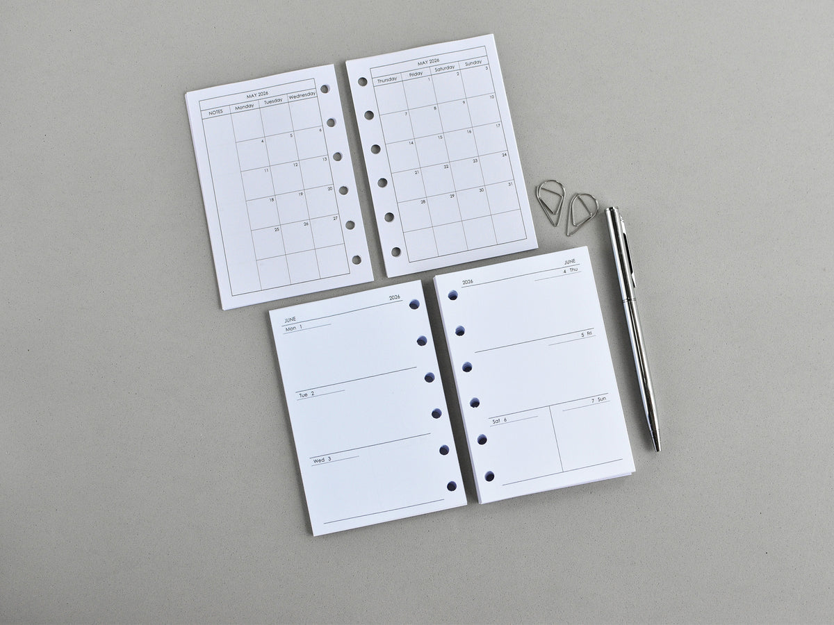 6-Ring Planner Inserts - Monthly And Weekly (Pocket Size) / Pc-01