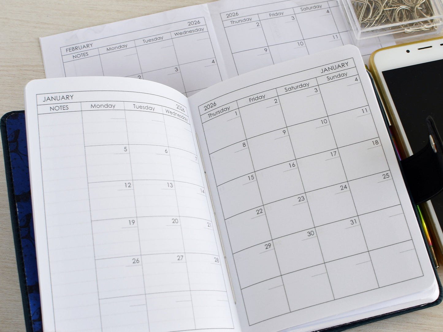 Hardcover Planner: Faux Leather Agenda, Weekly & Monthly