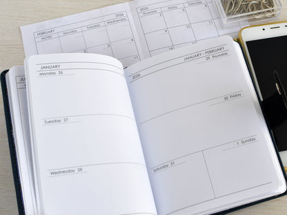 Hardcover Planner: Faux Leather Agenda, Weekly & Monthly