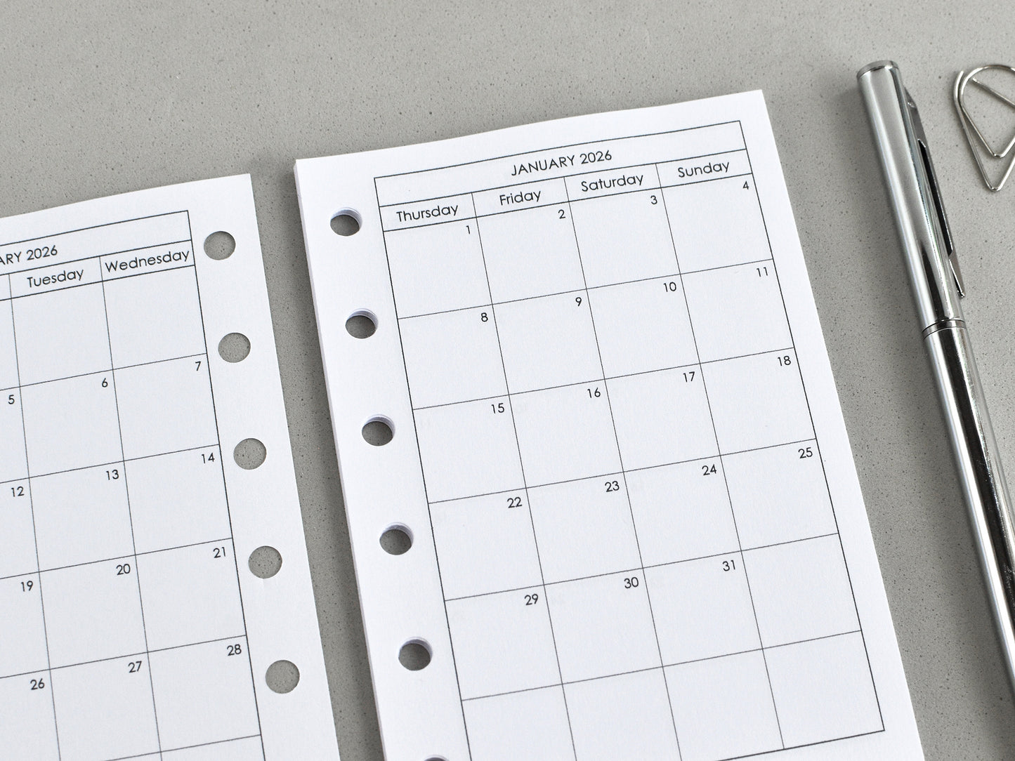 Monthly Planner Inserts - Ring Binder Refill (Pocket Size) / Pc-03m