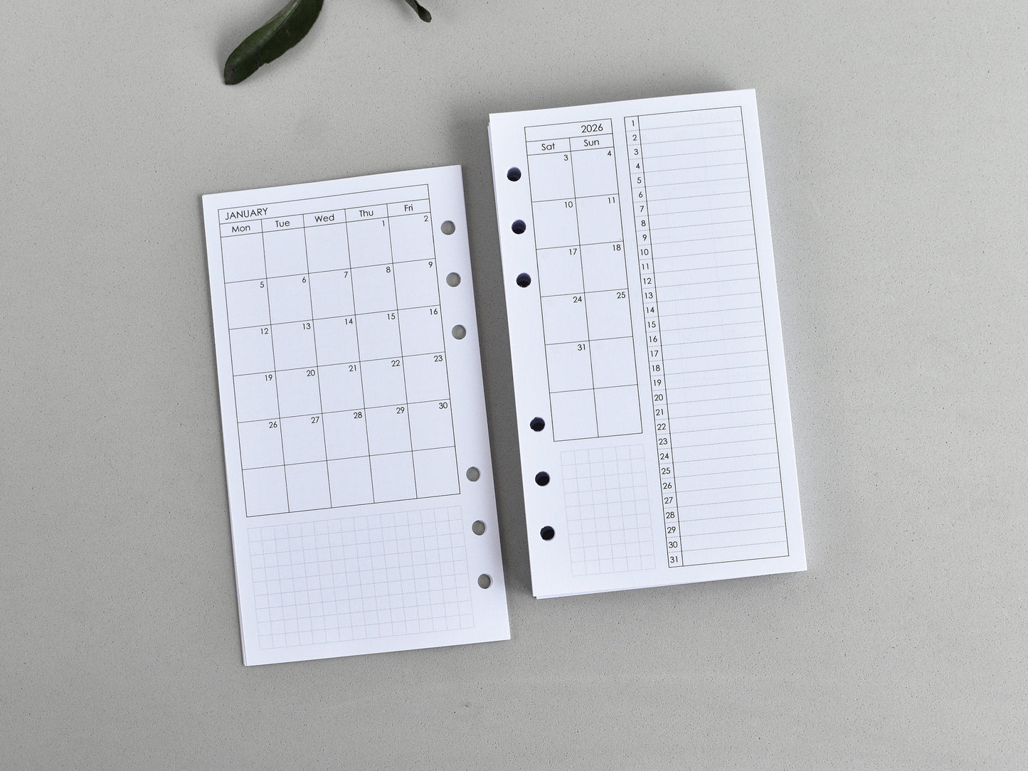 Ring Planner Inserts - Monthly And Weekly Notebook Refill (Personal size) / P02
