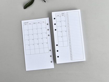 Ring Planner Inserts - Monthly And Weekly Notebook Refill (Personal size) / P02