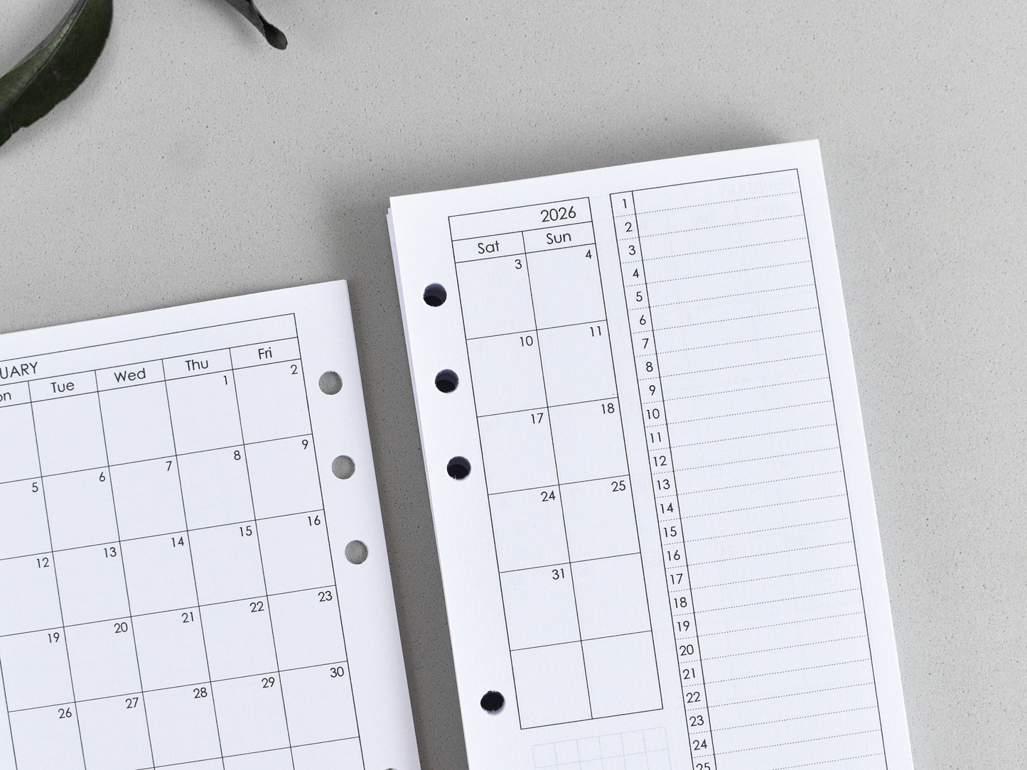 Ring Planner Inserts - Monthly And Weekly Notebook Refill (Personal size) / P02