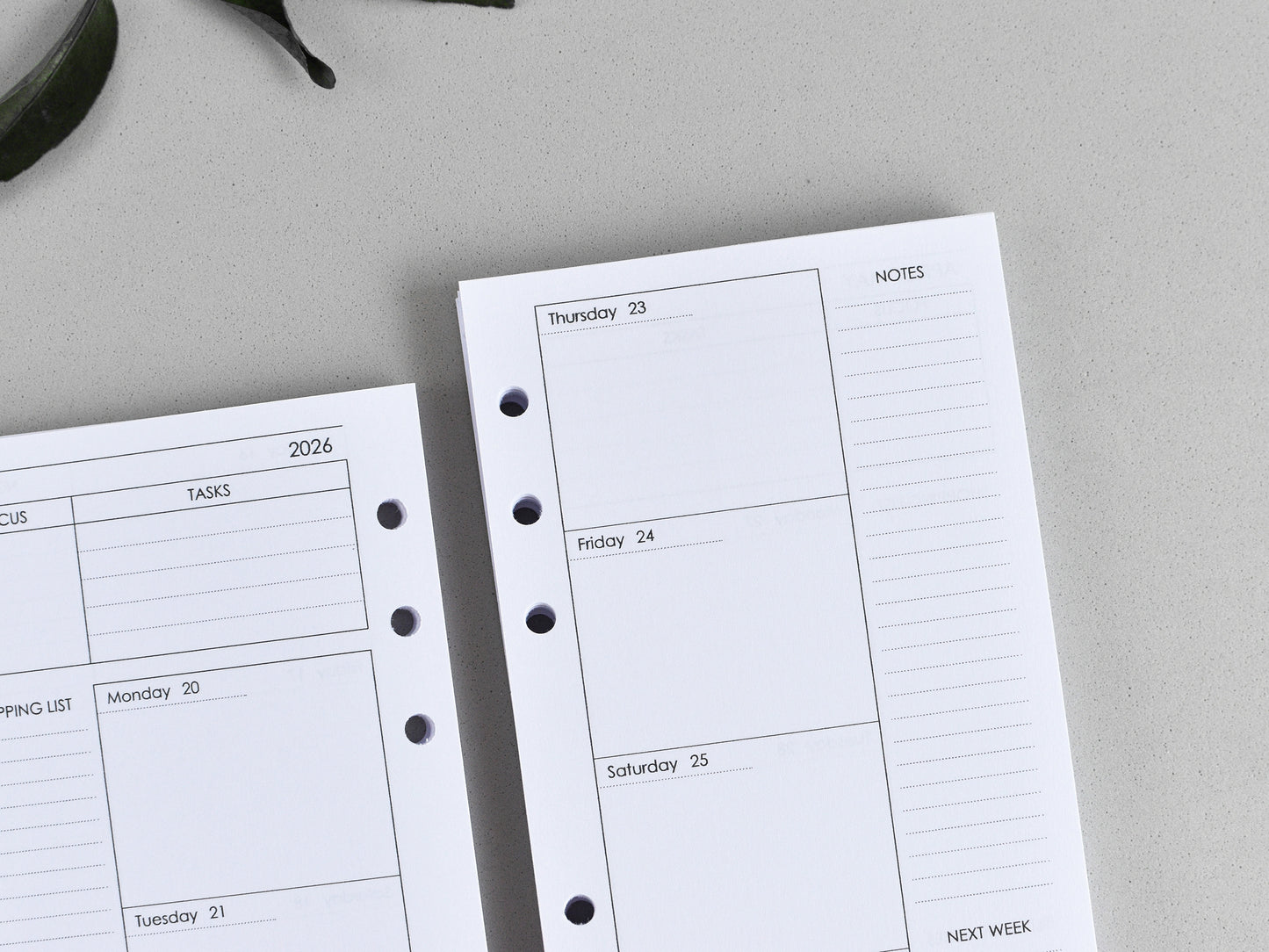 Ring Planner Inserts - Monthly And Weekly Notebook Refill (Personal size) / P02