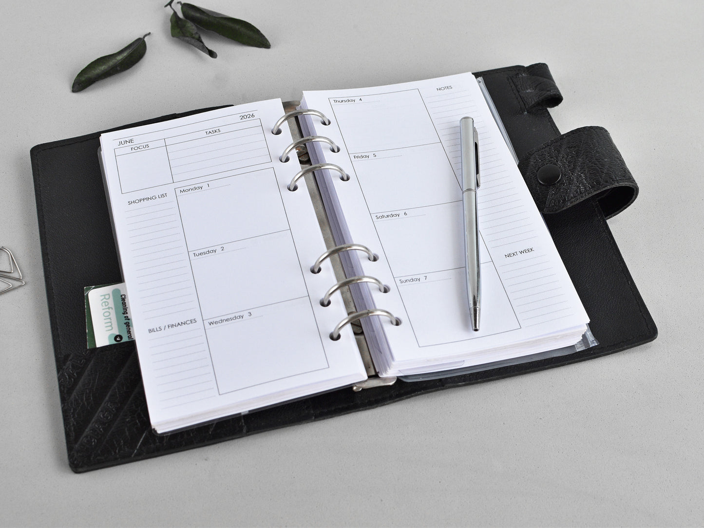 Ring Planner Inserts - Monthly And Weekly Notebook Refill (Personal size) / P02