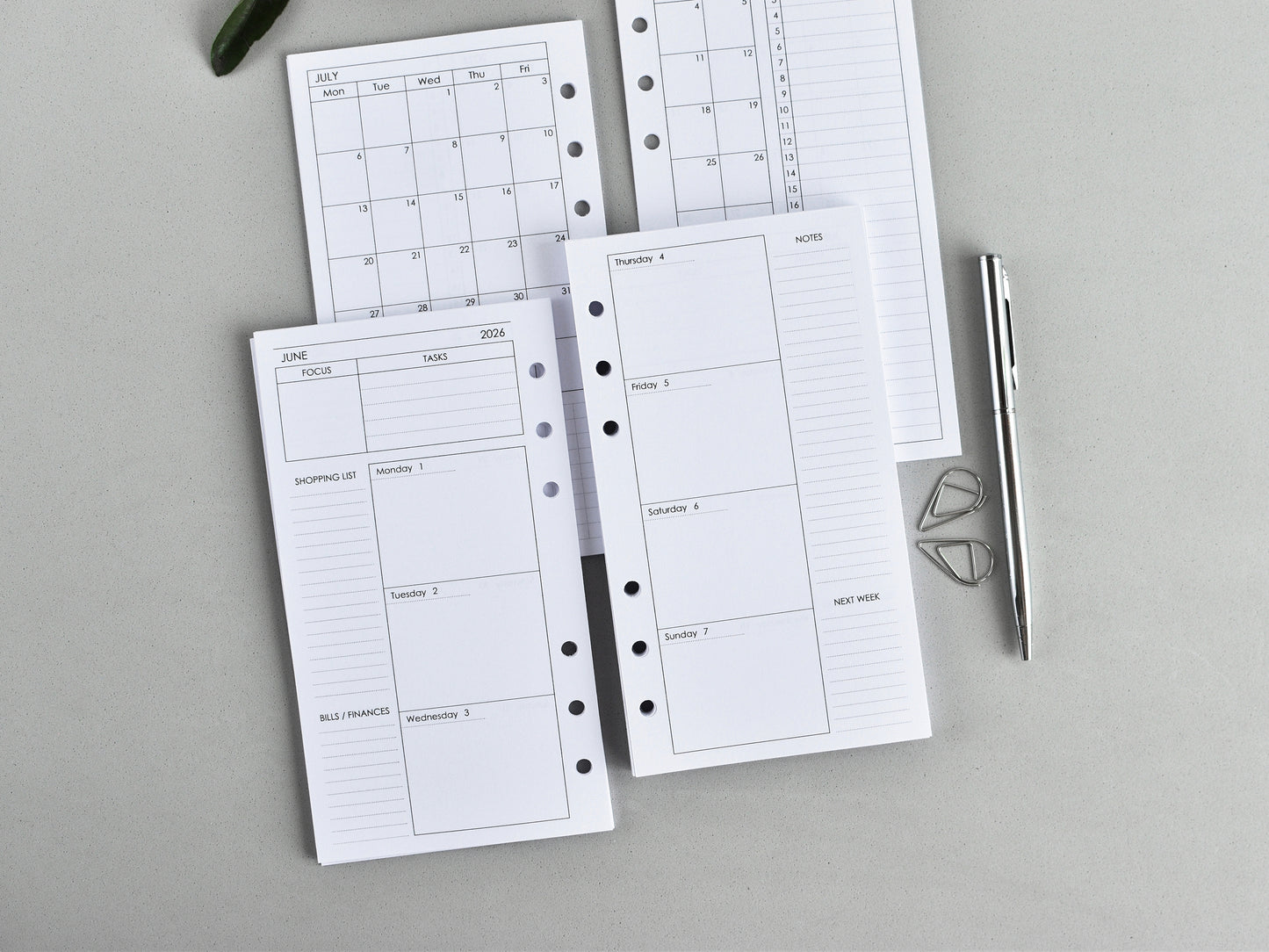Ring Planner Inserts - Monthly And Weekly Notebook Refill (Personal size) / P02