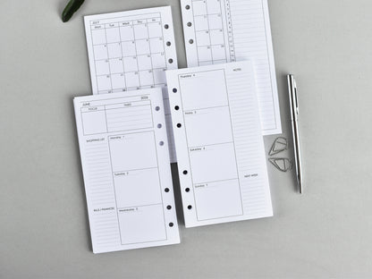 Ring Planner Inserts - Monthly And Weekly Notebook Refill (Personal size) / P02