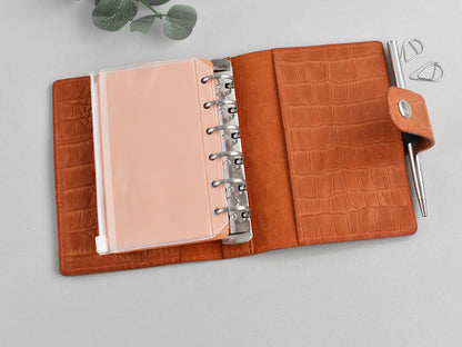 A7 ring notebook, croc genuine leather