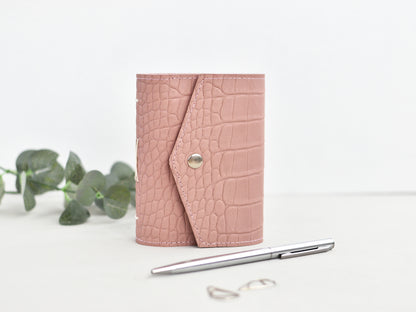 Leather softbook, croc-embossed, snap closure