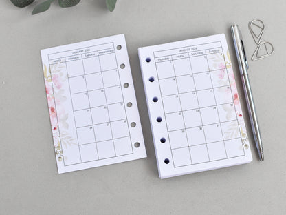 Monthly inserts pocket size a7