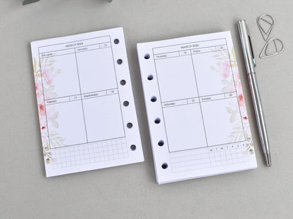 Weekly pages for 6 ring planner binder