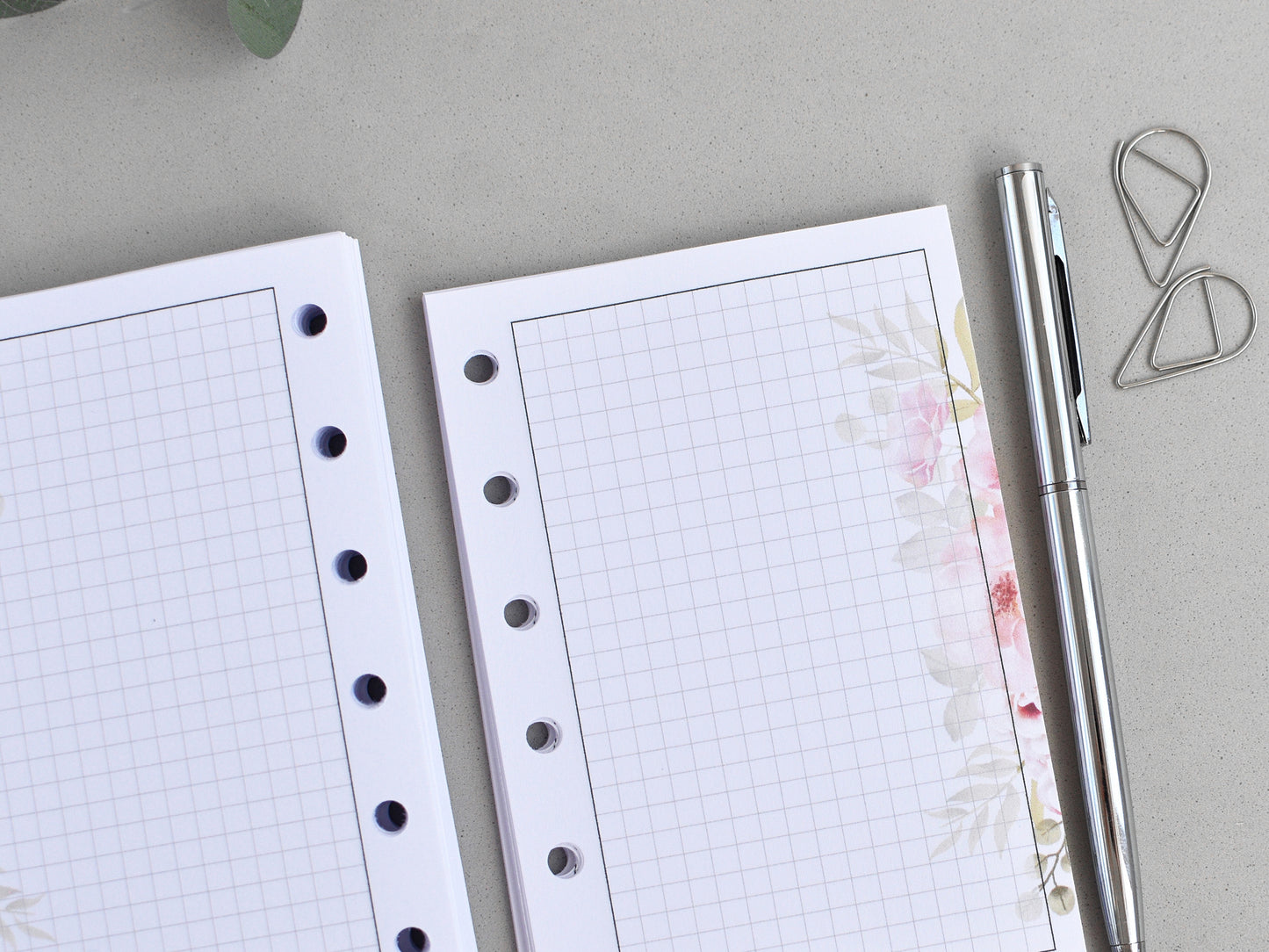 Grid pages for ring notebook