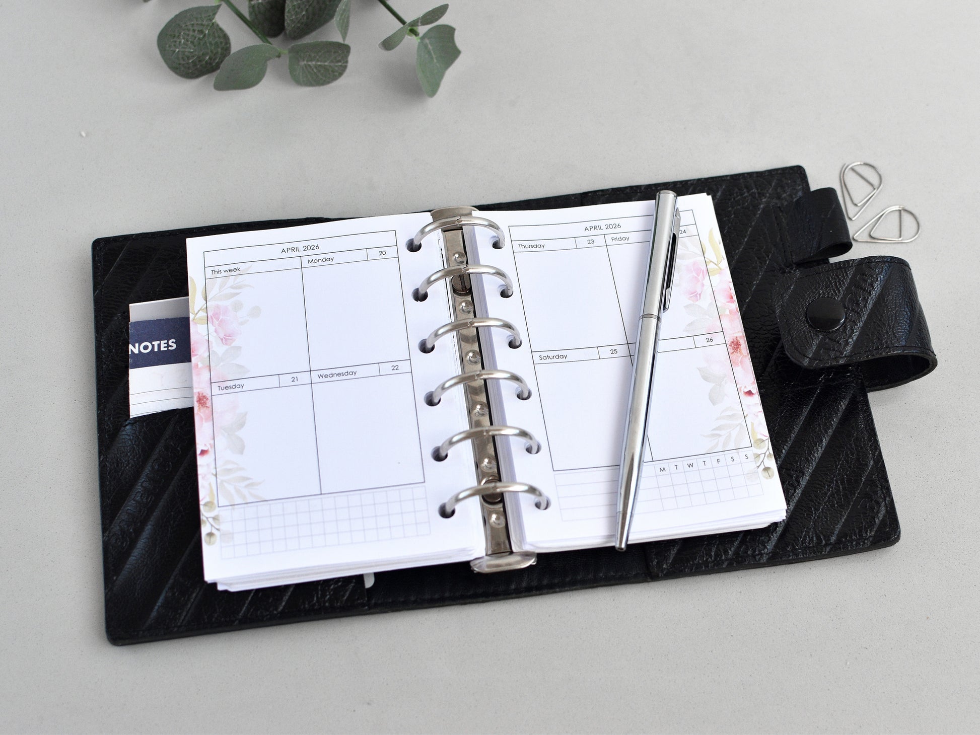 leather Pocket planner with inserts