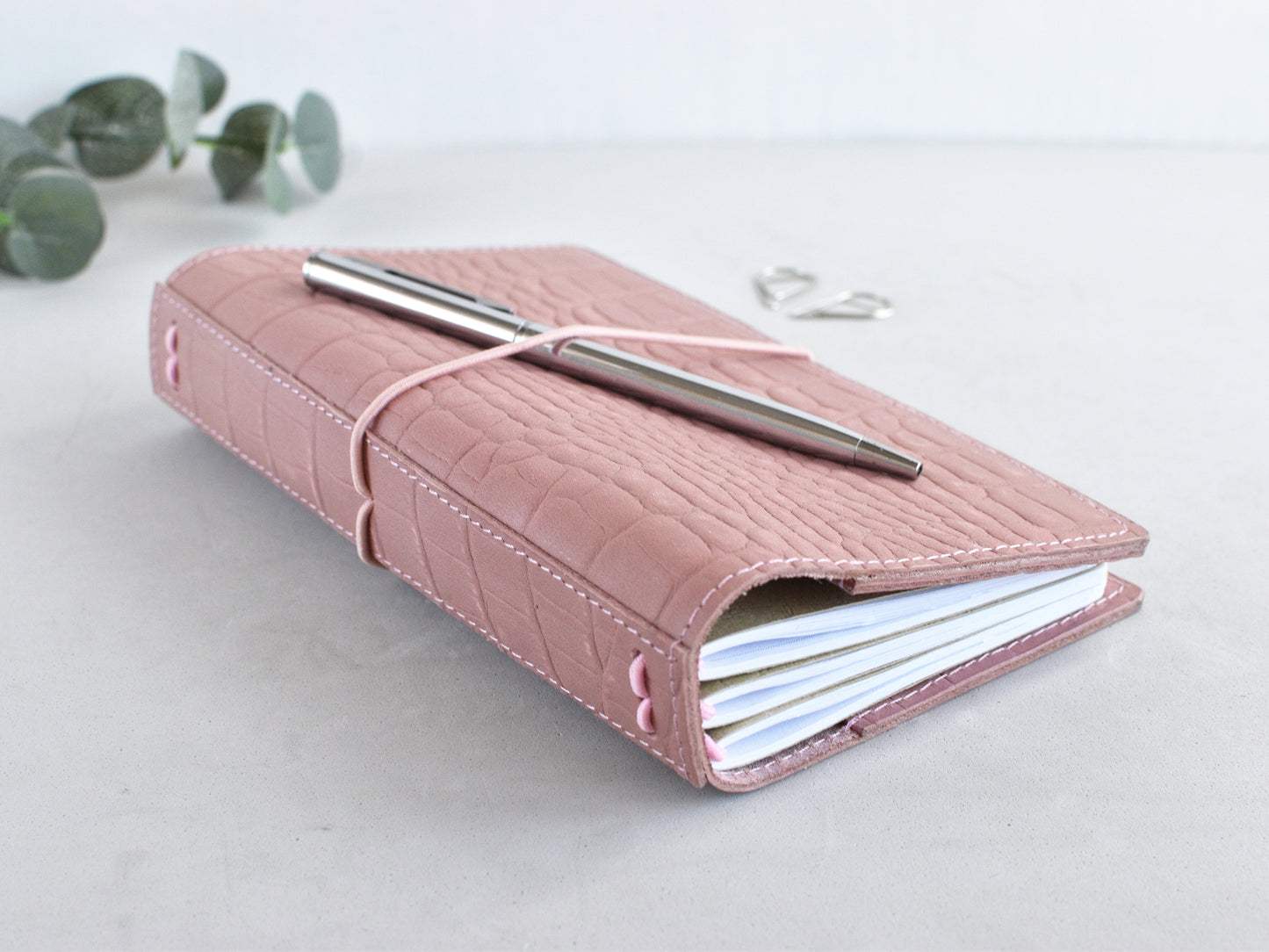 Pink matte genuine leather Traveler's notebook