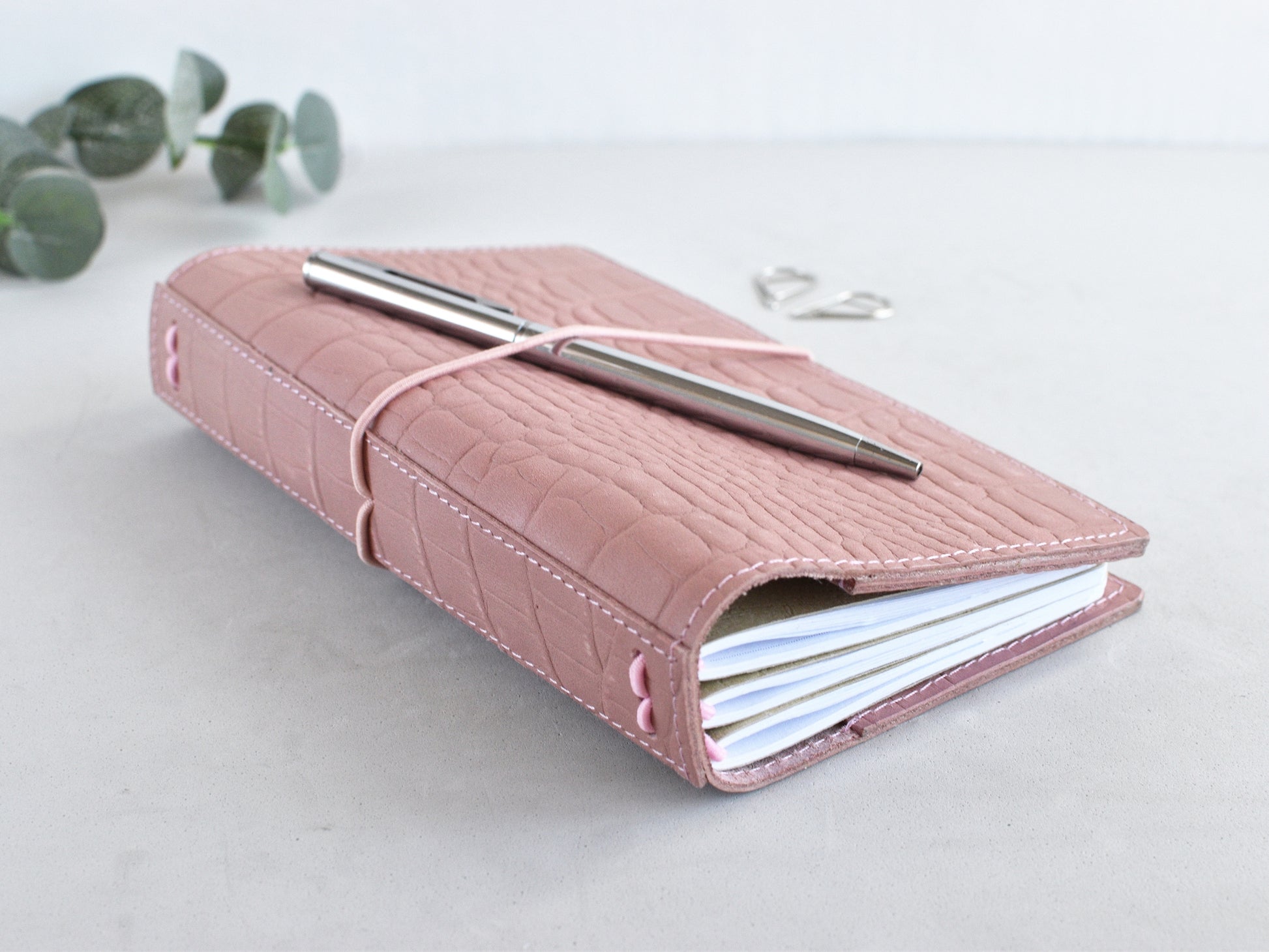 Pink matte genuine leather Traveler's notebook